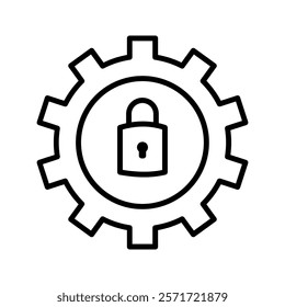 Lock and gear vector icon. filled flat sign for mobile concept and web design. Cyber security setting glyph icon. Symbol, logo illustration. Vector graphics
