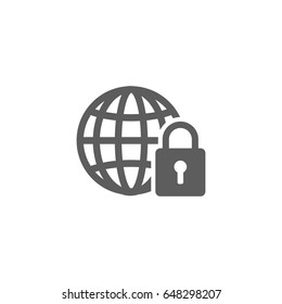 Lock and Global icon in trendy flat style isolated on white background. Symbol for your web site design, logo, app, UI. Vector illustration, EPS