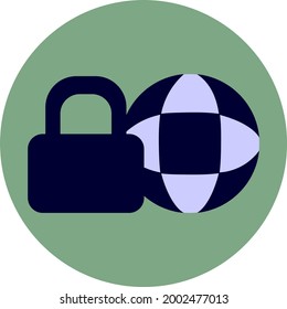 Lock and globe, illustration, vector on a white background.