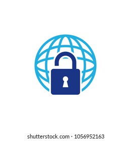 Lock Globe Logo Icon Design