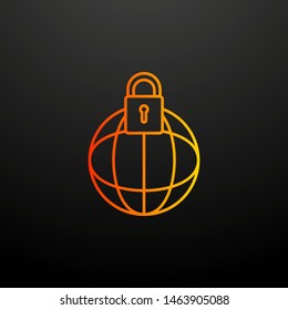 Lock in globe nolan icon. Elements of virus antivirus set. Simple icon for websites, web design, mobile app, info graphics