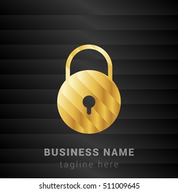 Lock Gold and Black silk fashion premium icon / Logo