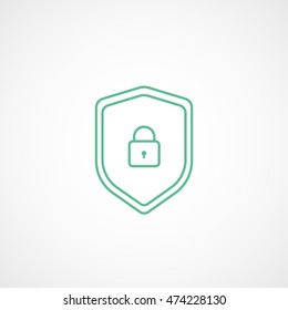 Lock Green Line Icon On White Background