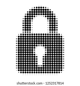 Lock halftone dotted icon. Halftone pattern contains round pixels. Vector illustration of lock icon on a white background.