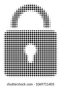 Lock halftone vector icon. Illustration style is dotted iconic Lock icon symbol on a white background. Halftone pattern is round dots.