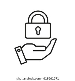 lock hand In Thin Line Style Isolated On White Background. Created For Mobile, Web, Decor, Print Products, Application