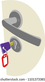 Lock handle and key with tag