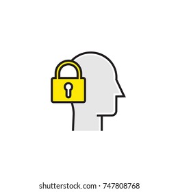 Lock in Head Flat Icon Element