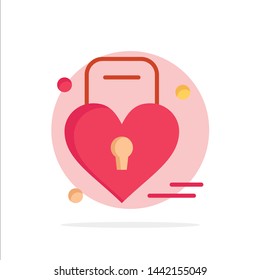 Lock, Heart,  Abstract Circle Background Flat color Icon