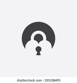 lock heart cut identity template icon design element