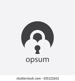 lock heart cut identity template icon design element