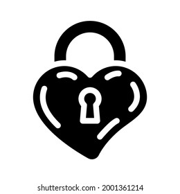bloqueo en el vector de icono de glifo de forma cardíaca. señal de forma cardíaca. símbolo de contorno aislado ilustración negra