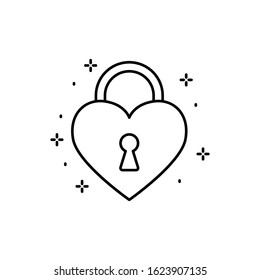 Lock, heart icon. Simple line, outline vector of love icons for ui and ux, website or mobile application