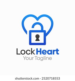 Plantilla de diseño de logotipo Lock Heart. Bueno para empresas, agencias, comunidad y Organización