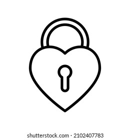 Lock heart. Outline minimal icon