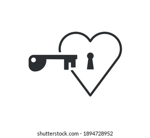 Lock heart symbol icon concept