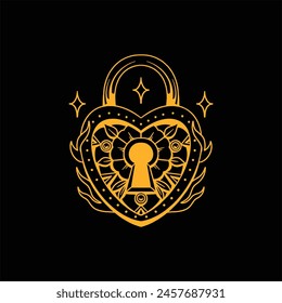 lock heart tattoo vector design