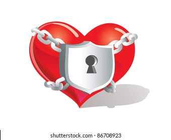 Lock heart vector illustration. Love and disappointment concept