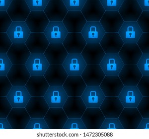 Lock Hexagon Seamless Pattern Security Wallpaper Stock Vector (Royalty ...