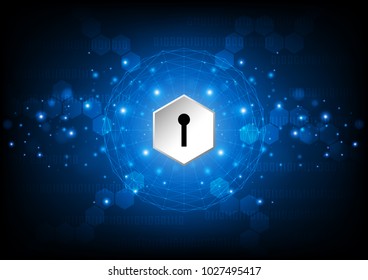 Lock hexagonal symbol with hexagonal set and code digit, Technology abstract and futuristic concept, Vector illustration background.