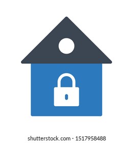 lock home glyph colour vector icon
