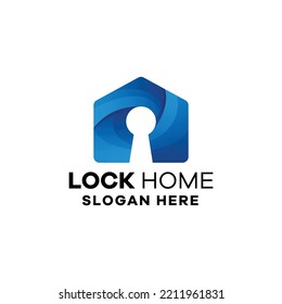 Lock Home Gradient Logo Template