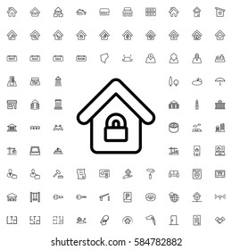 lock home icon illustration isolated vector sign symbol. Real Estate icons set.