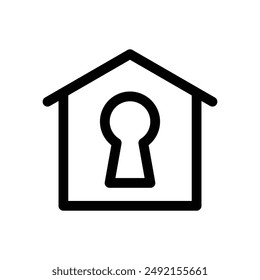 lock home icon linear logo mark in black and white