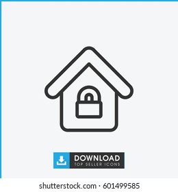 lock home icon. simple outline lock home vector icon. on white background.