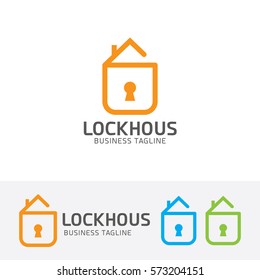Lock home logo design. Smart home and Security logo concept. Vector logo template
