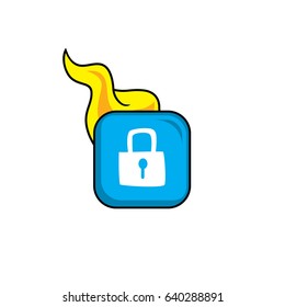 lock hot fire burn icon button game asset