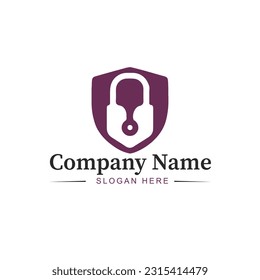 lock and house door lock logo in vector