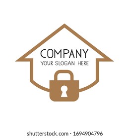 Lock house flat design logo sign. Padlock icon.