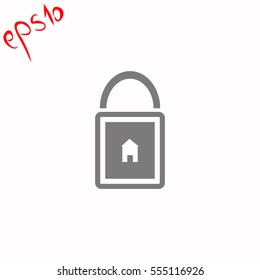 Lock house grey icon.