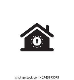 Lock house icon on the white background for covid-19.
