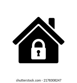 Lock house icon. Security symbol. Residential house, home with lock icon. Home protection sign Represents house protection and safety by insurance symbol. Vector illustration for web site design