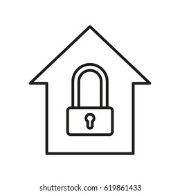 Lock house icon In Thin Line Style Isolated On White Background. Created For Mobile, Web, Decor, Print Products, Application