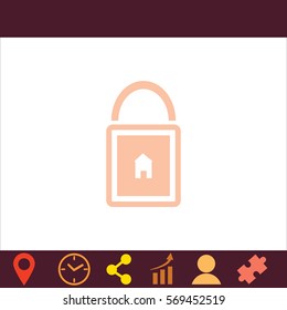 Lock house  icon. Vector design. 