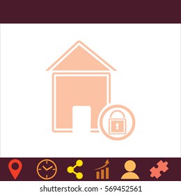 Lock house  icon. Vector design. 