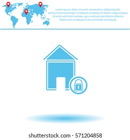 Lock house  icon. Vector design.