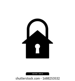 lock house Icon Vector Illustration Logo Template
