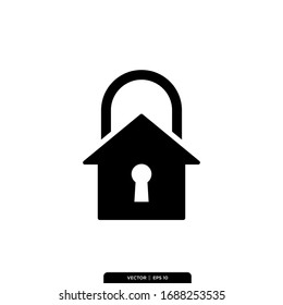 Lock House Icon Vector Illustration Logo Template