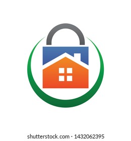 Lock With House Illustration Property Logo Design