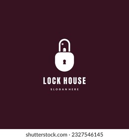 diseño del logotipo de la casa de bloqueo en fondo negro