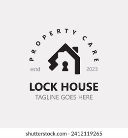 Lock House secure logo design, smart key home property, business vector  template