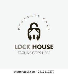 Lock House secure logo design, smart key home property, business vector  template