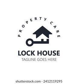 Lock House secure logo design, smart key home property, business vector  template