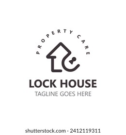Lock House secure logo design, smart key home property, business vector  template