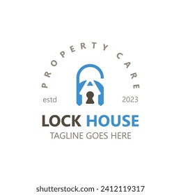 Lock House secure logo design, smart key home property, business vector  template