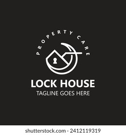 Lock House secure logo design, smart key home property, business vector  template